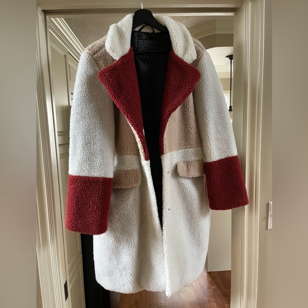 NEW Sherpa Coat Block Colors
